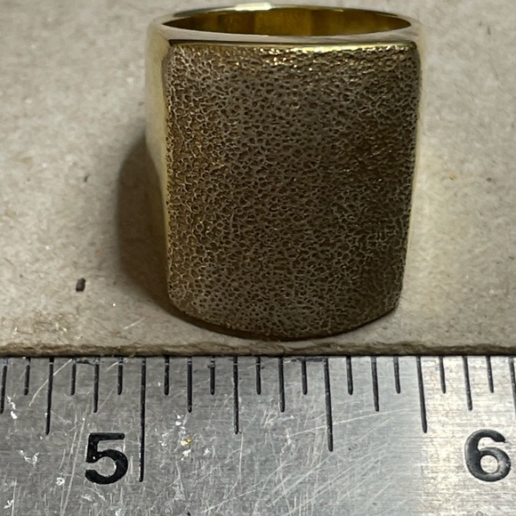 Itor Italy Sterling Silver 925 Vintage Wide Heavy Sz 7 Ring Gold Overlay. - Picture 7 of 12